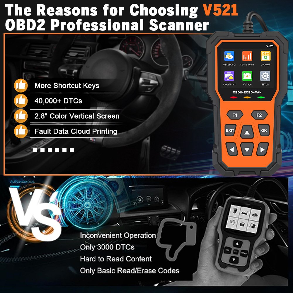 V519 OBD2 Car Code Reading Card Protocols Multi-functional Vehicle Fault Diagnosis Instrument