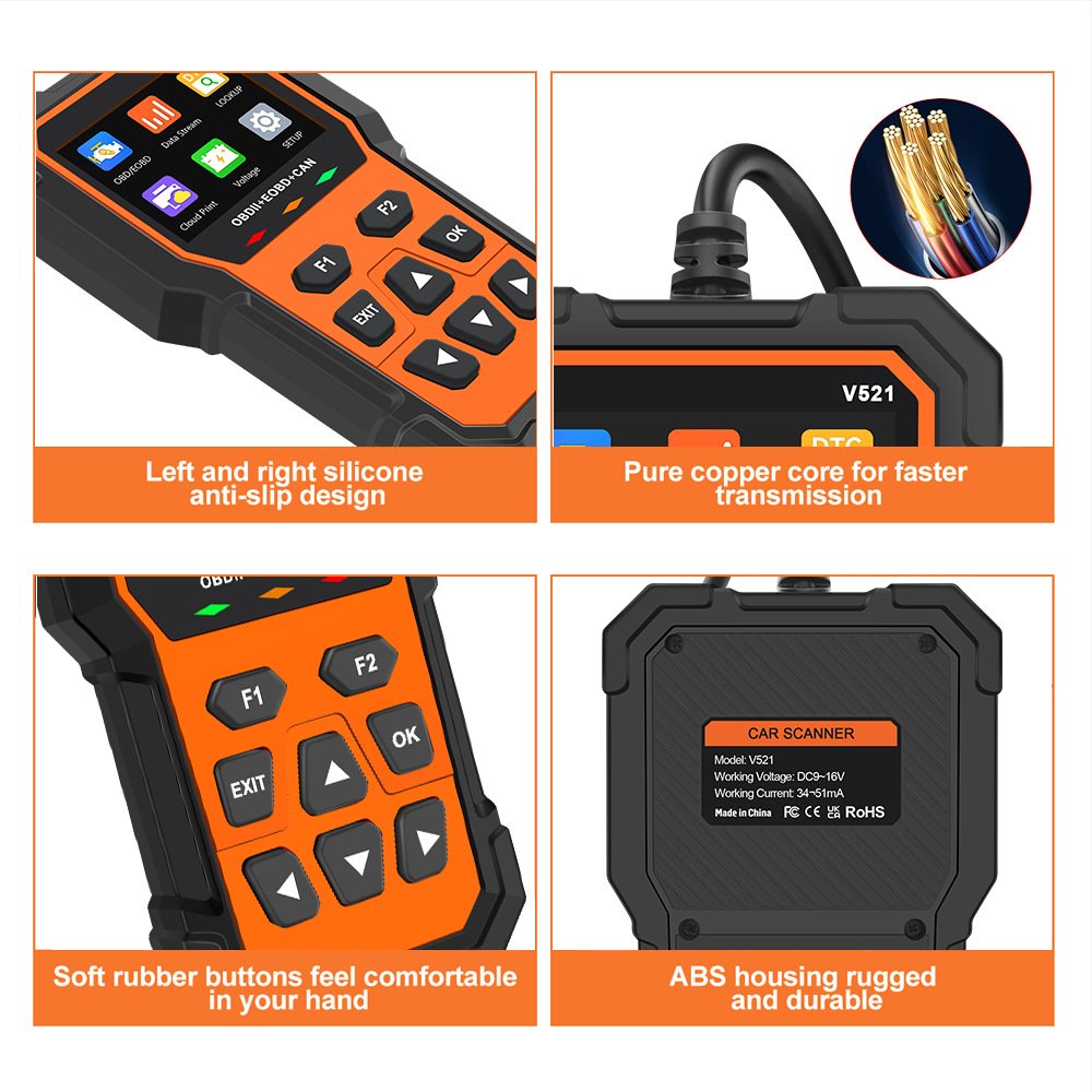 V519 OBD2 Car Code Reading Card Protocols Multi-functional Vehicle Fault Diagnosis Instrument