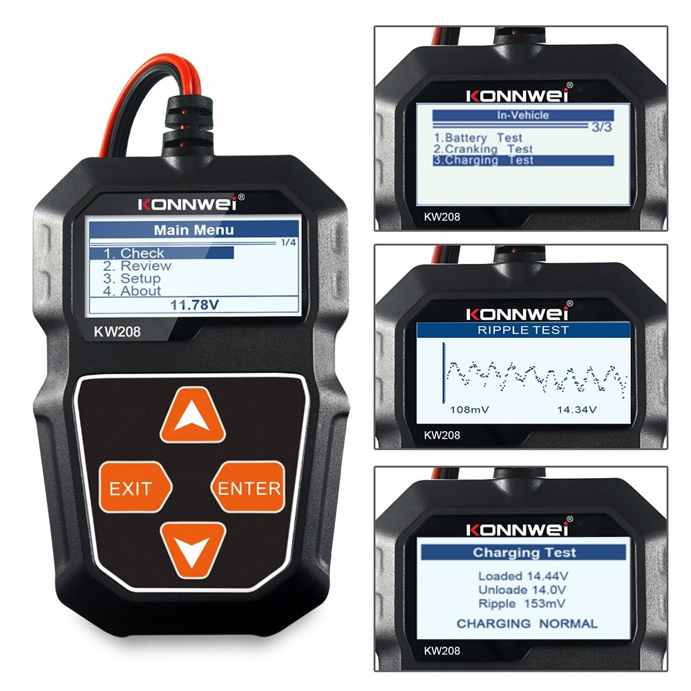 Portable KW208 12V Digital Battery Health Tester Electrical System Analyzer for Car Motorcycle Boat