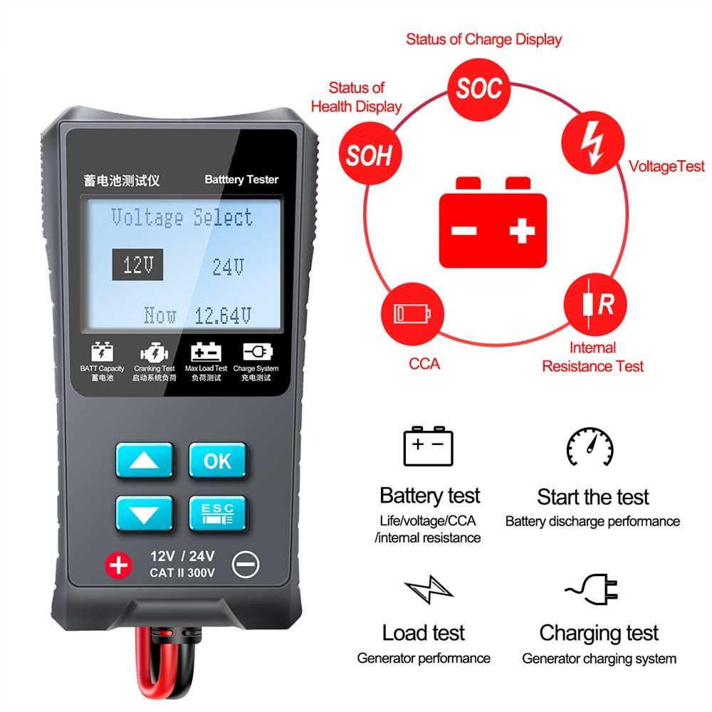 RM26C Car Battery Tester Analzy 12V/24V RICHMETERS Automatic Diagnostic Tools Car Battery Tester