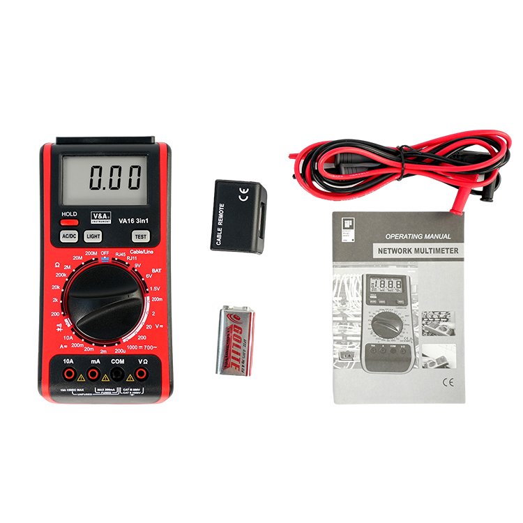 V&A VA16 3 in 1 Cable Test Digital Multimeter with Telephone Line Tester and Network Cable Tester