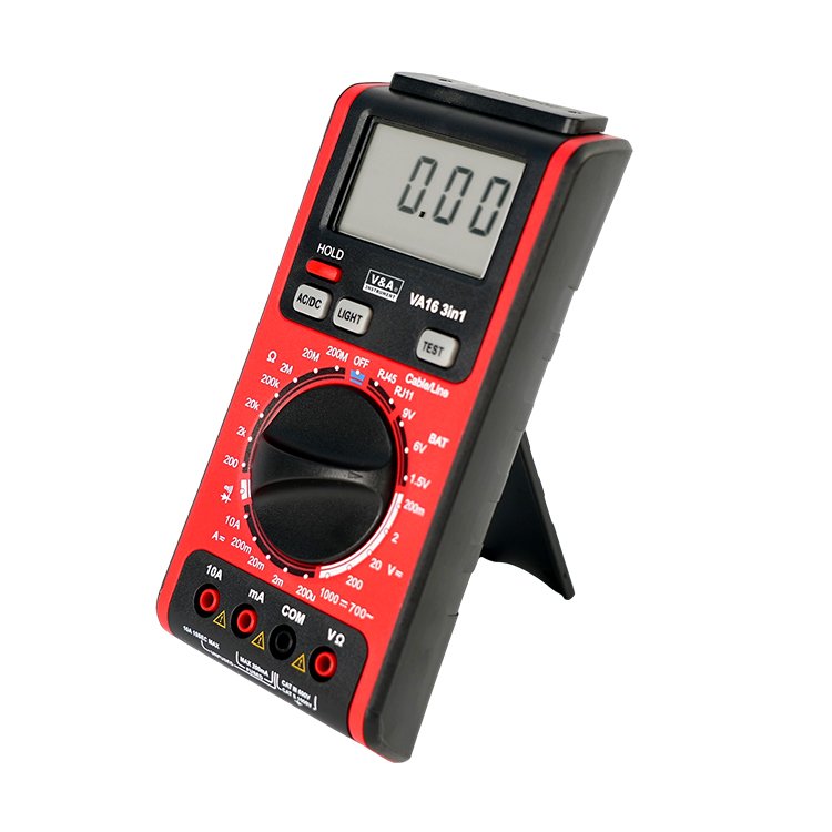 V&A VA16 3 in 1 Cable Test Digital Multimeter with Telephone Line Tester and Network Cable Tester
