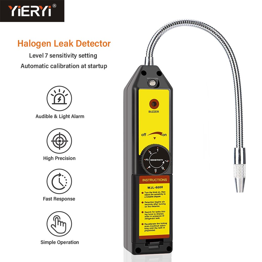 YIERYI Auto Freon Leak Detector Electronic Halogen Refrigerant Air Conditioner Refrigerant Halogen Gas Detector