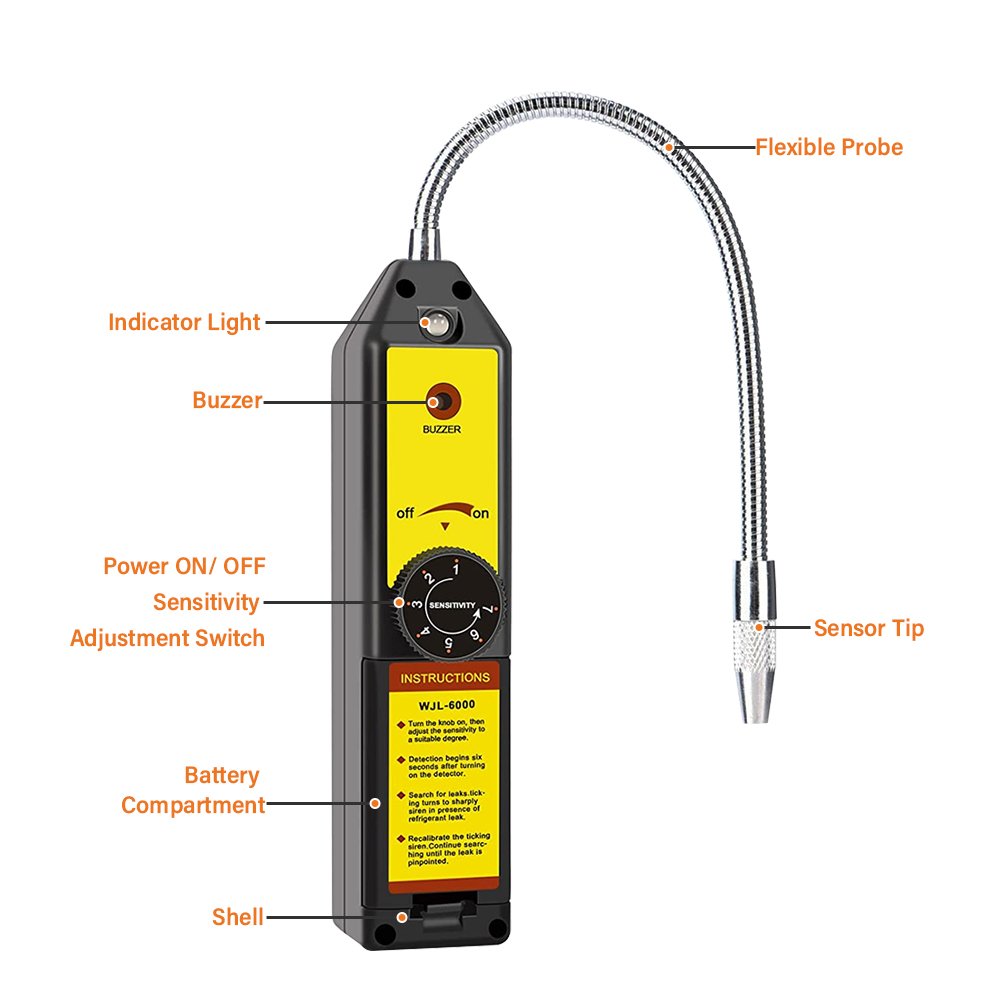YIERYI Auto Freon Leak Detector Electronic Halogen Refrigerant Air Conditioner Refrigerant Halogen Gas Detector