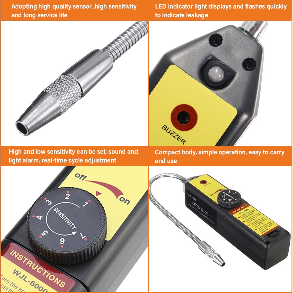 YIERYI Auto Freon Leak Detector Electronic Halogen Refrigerant Air Conditioner Refrigerant Halogen Gas Detector