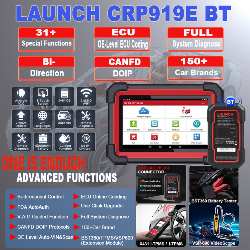 2024 Launch CRP919E BT x431 Bi-Directional Free Update OBD2 Scanner Car Diagnostic Tool Launch CRP919E BT with WiFi/BT