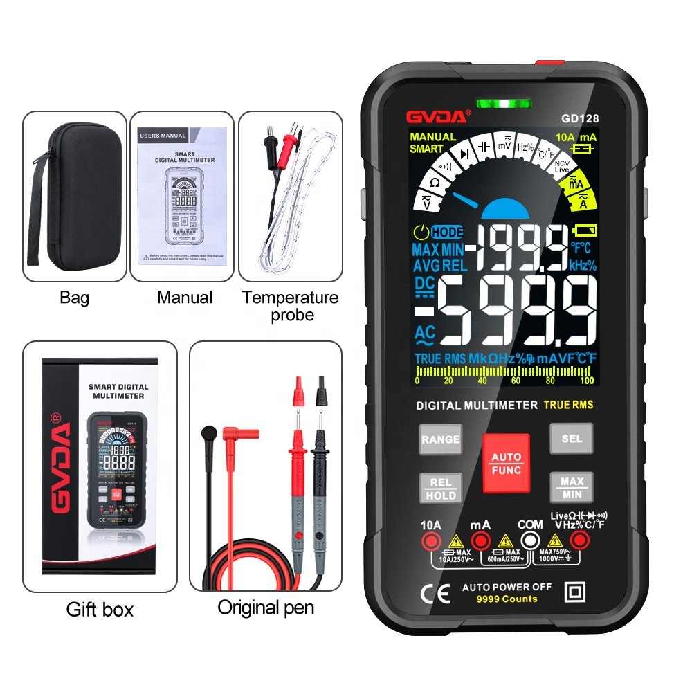 GVDA 2022 New True RMS Digital Multimeter Smart Auto Range 1000V 10A Tester Meter Ohm Hz Capacitance REL AC DC DMM Multitester