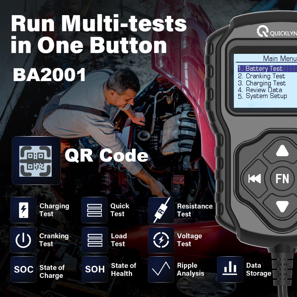 12V automotive battery load tester Battery analyzer customized universal battery diagnostic test QR code scan results display