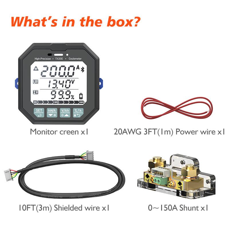 TX20 150A Battery Tester Voltage Current Meter Battery Capacity Indicator Coulomb RV battery monitor