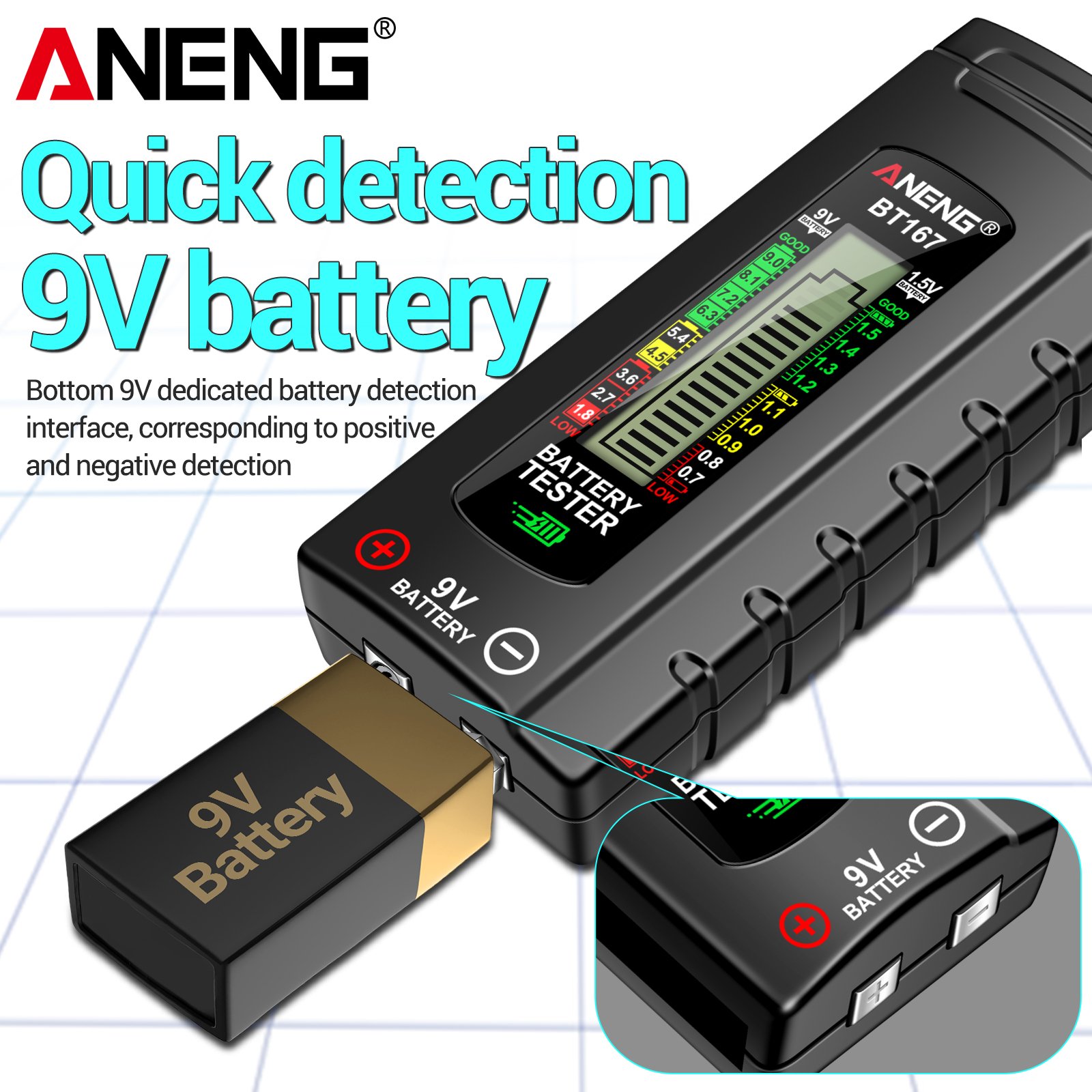 ANENG BT167 Battery Level Detector Multifunctional Quickly Measure Battery Level ABS Plastic Precise Measurements Tester Tools