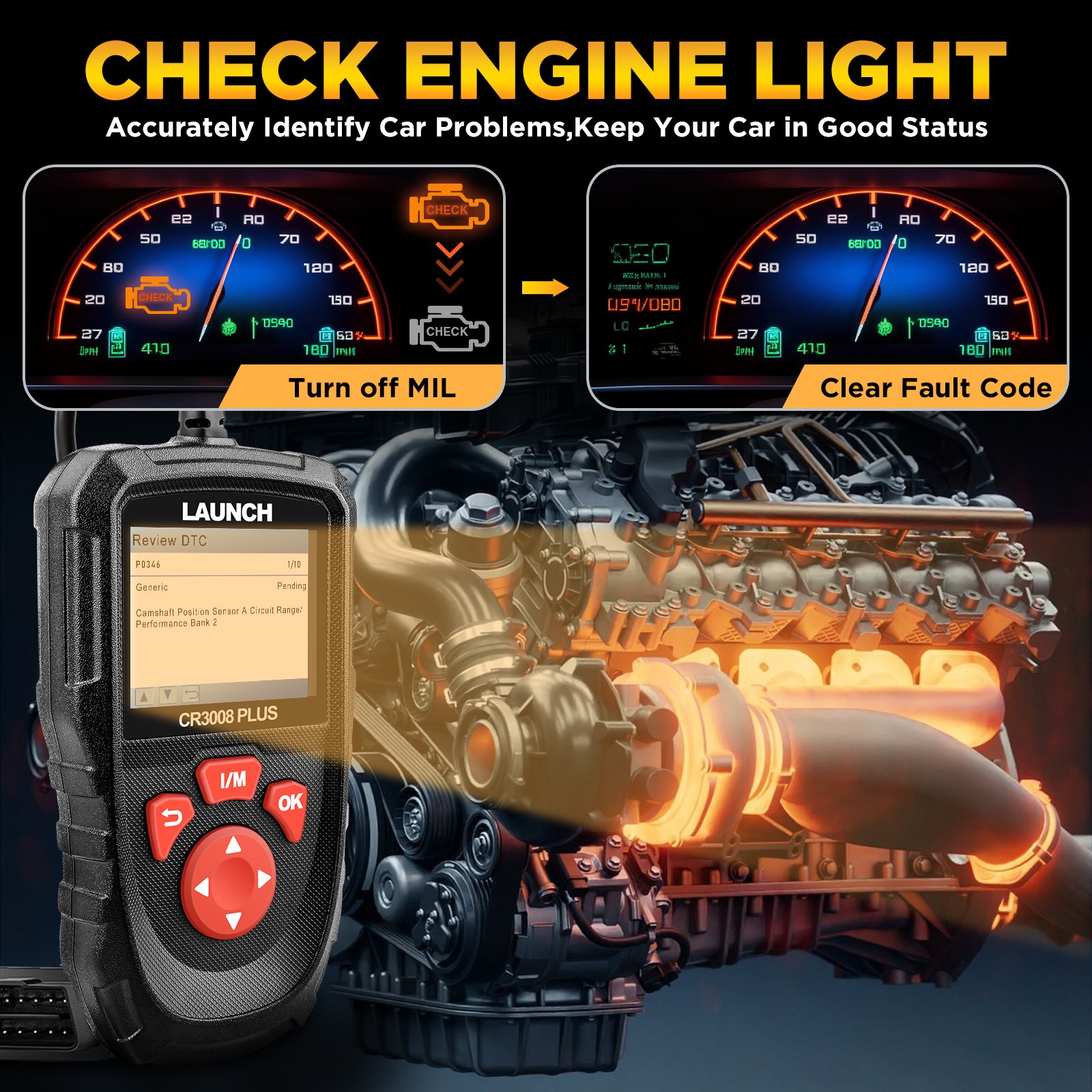 LAUNCH X431 CR3008 PLUS OBD2 Scanner Engine Code Reader OBD Car Diagnostics Tool Free Update ODB2 Automotive Scanner