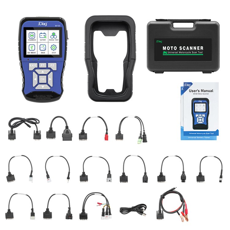 Universal Motorcycle Scanner JDiag M100 Diagnostic Tool Battery Tester 2 in 1 Obd2 Adapter Motor Scan Tool