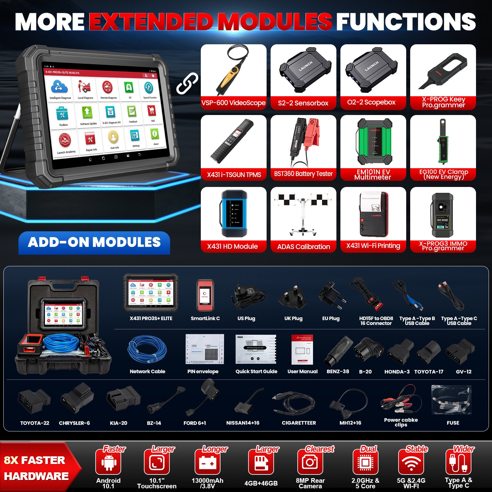 LAUNCH X431 PRO3S+ elite Multi-Language OBD Automotive Troubleshooter Tester Car diagnostic Scanner Diagnostic Tool