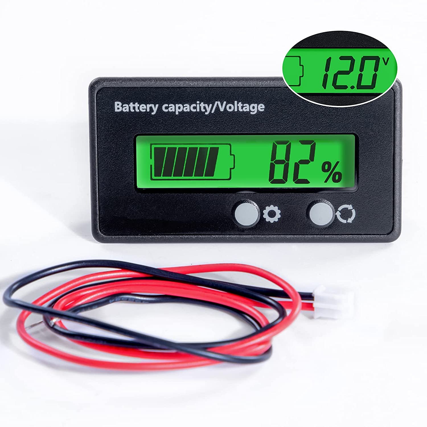 LCD Display Green Backlight Waterproof Monitor Gauge Digital Voltmeter Testers for 2S-15S Lithium Battery Lead-Acid Batteries