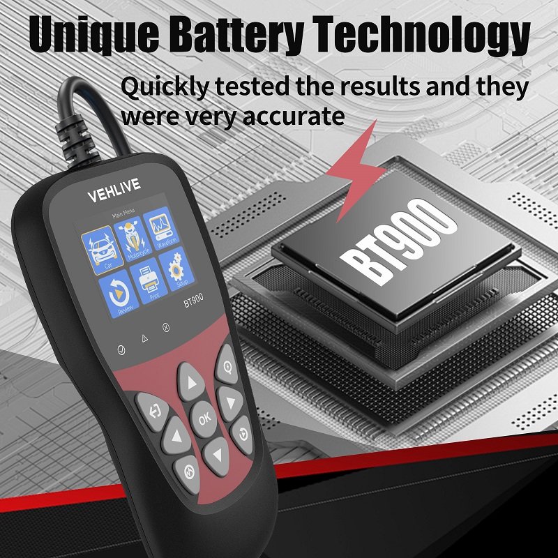 Latest Car Battery Tester BT900 Battery Assistant, Car Battery Analyzer for Cars, Motorcycles, Yachts and Lawnmowers