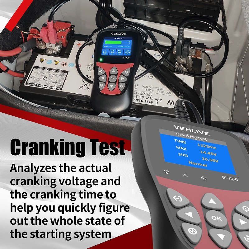 Latest Car Battery Tester BT900 Battery Assistant, Car Battery Analyzer for Cars, Motorcycles, Yachts and Lawnmowers