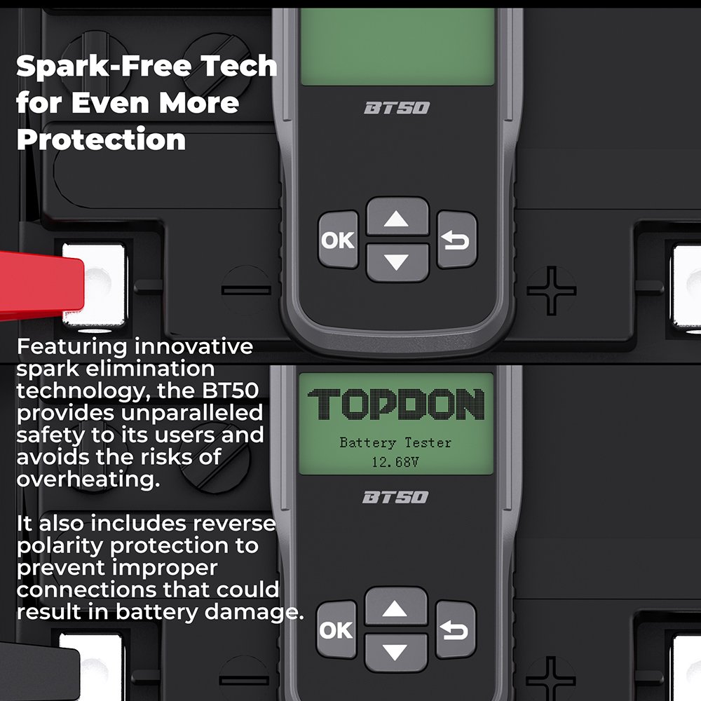 TOPDON BT50 New Arrival Car Battery Tester 12V Analyzer Capacity Load Tester Cranking System Test 100-2000CCA