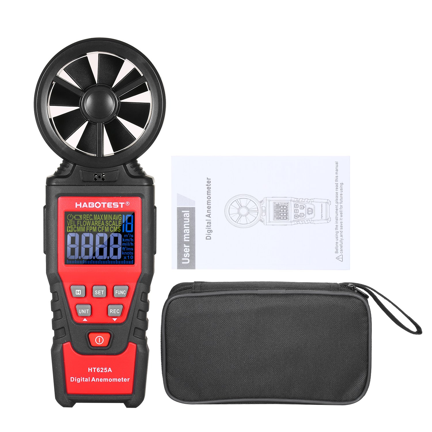 HABOTEST Handheld Digital anemometer price Electronic wind speed meter tester 9999counters with analog display HT625A