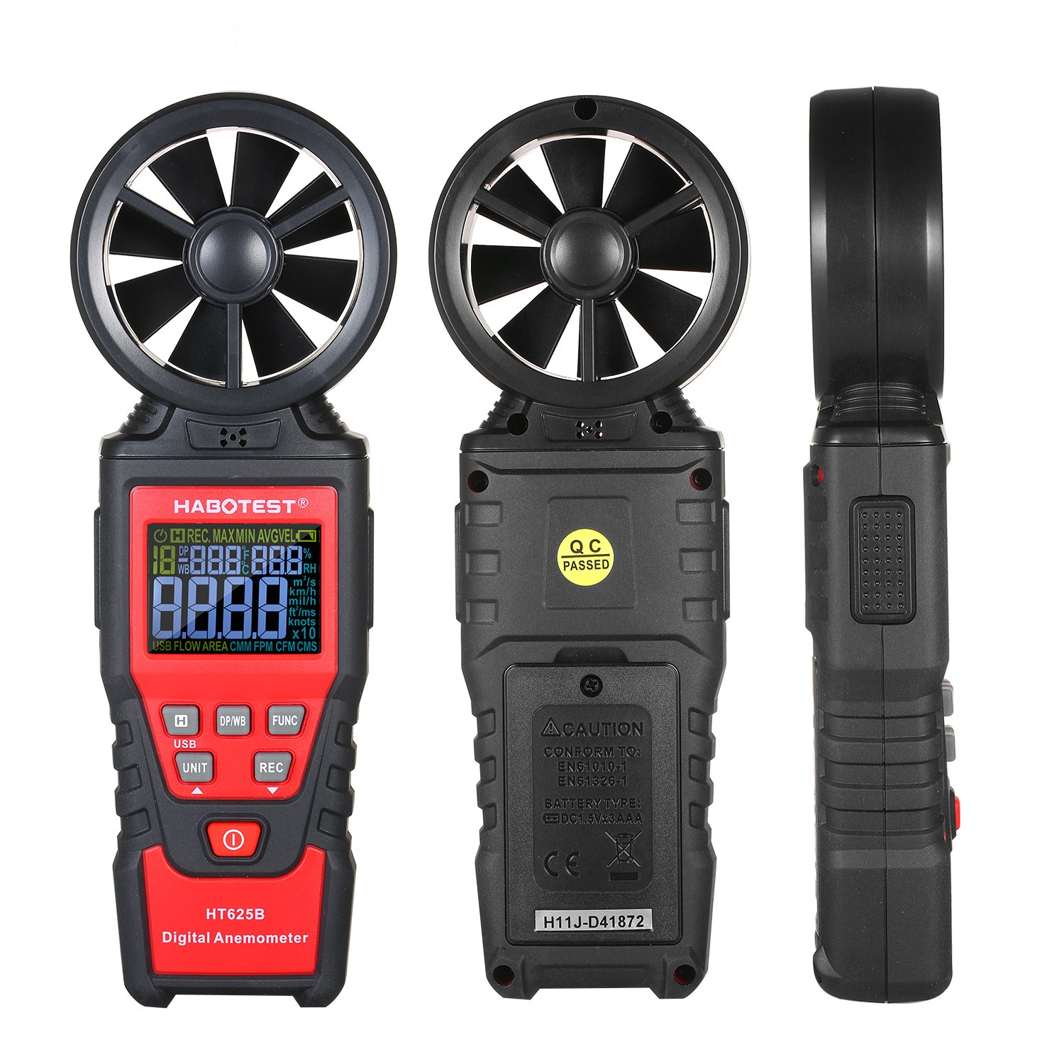HABOTEST Handheld Digital anemometer price Electronic wind speed meter tester 9999counters with analog display HT625A