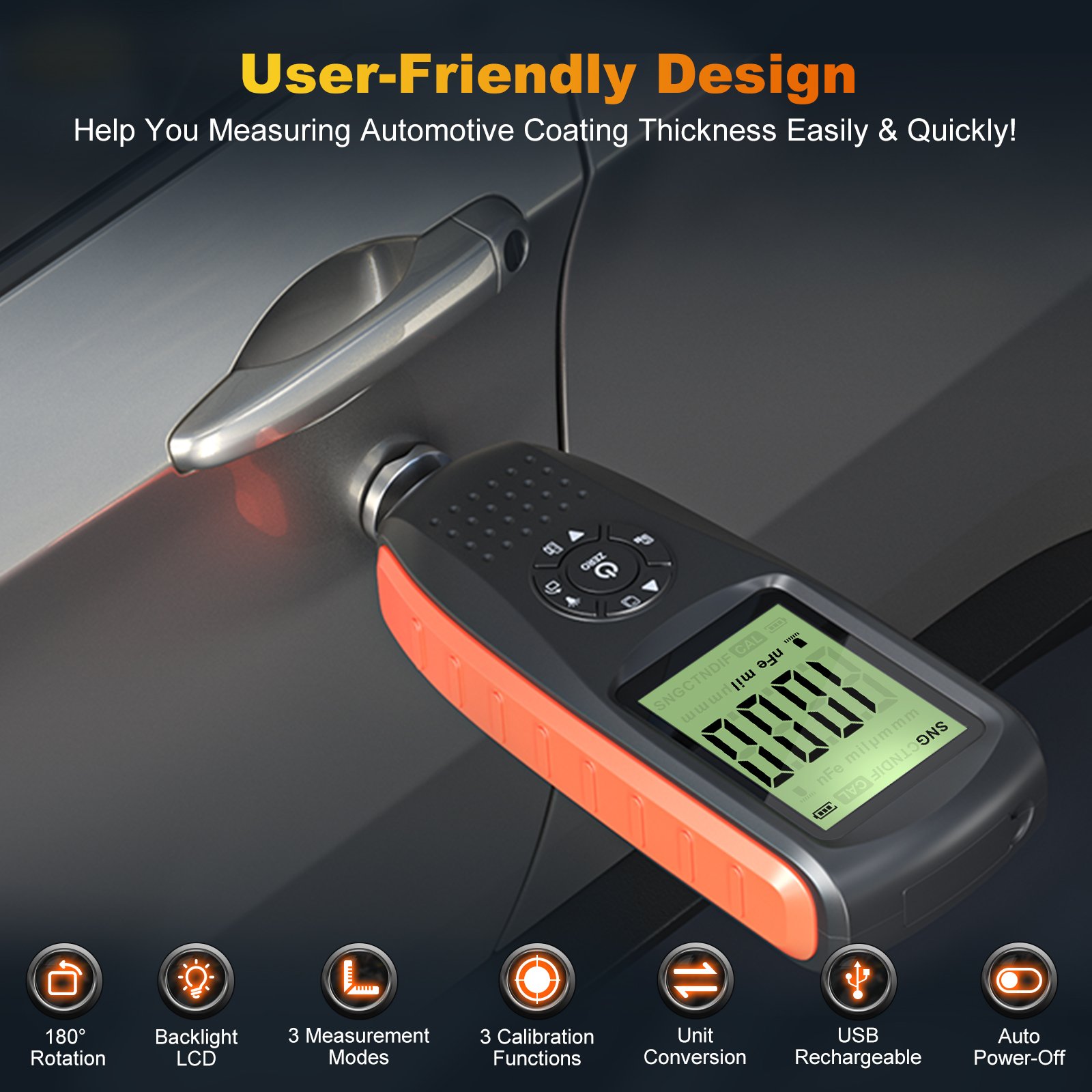 VDIAGTOOL VC200 Car Paint Thickness Tester With LCD Backlight 0-1300μm VC200 Coating Thickness Tester for Used Car Detection
