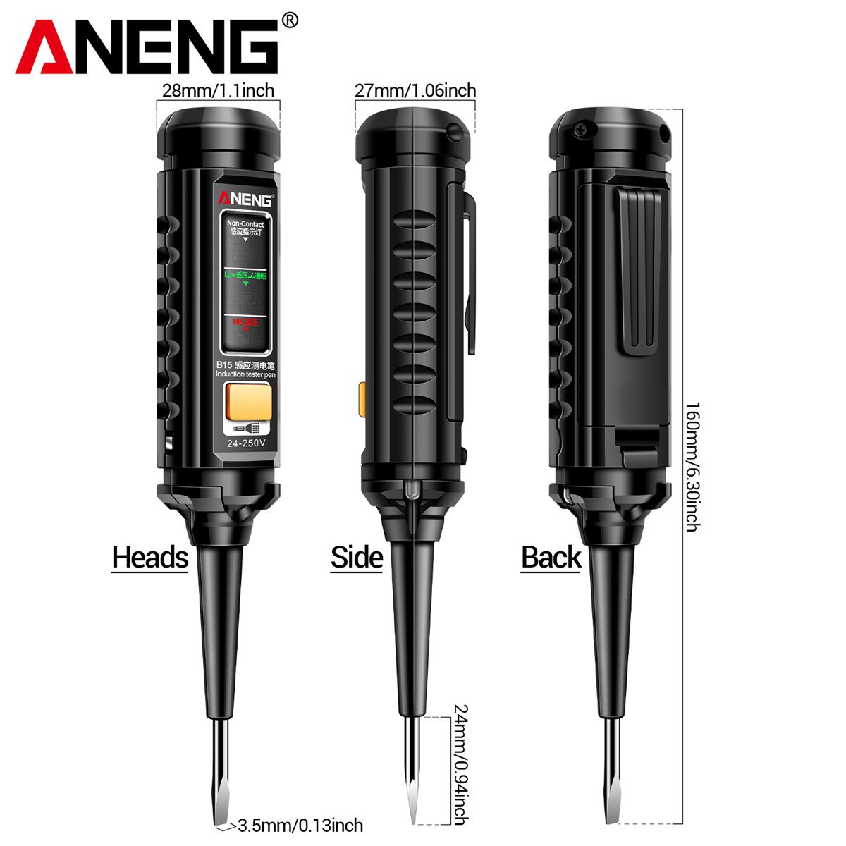 ANENG B15 Induction Tester Pen Highlight Color Light Professional AC Voltage Detection Electrician Screwdriver Testing Tools