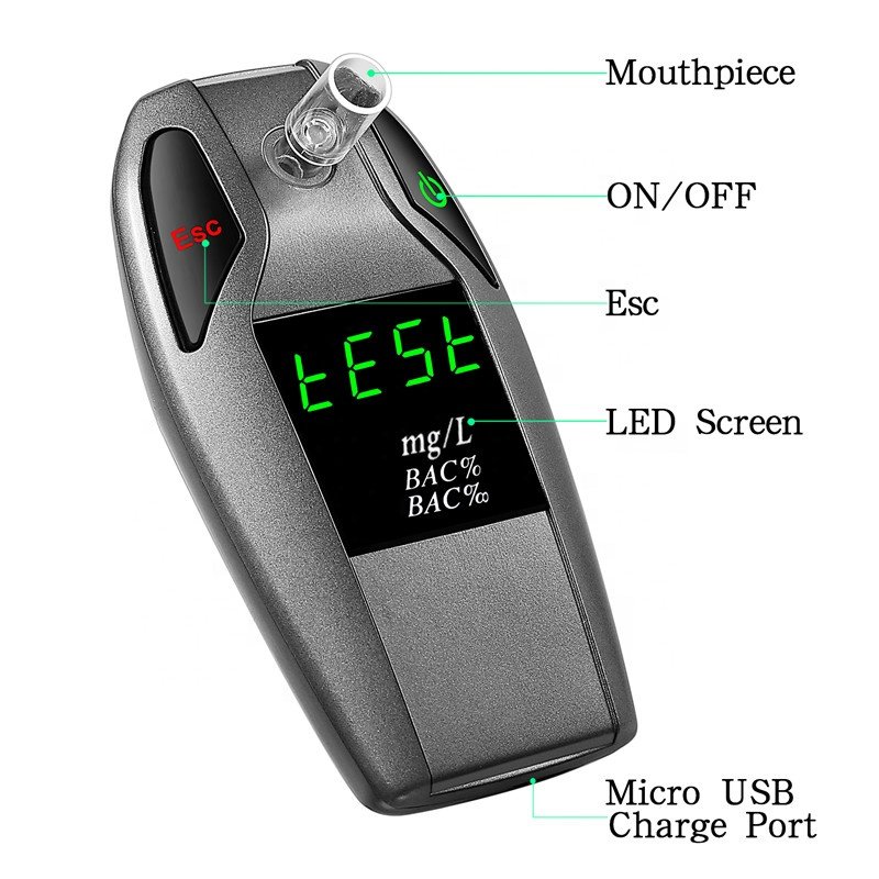 Portable High Accurate Fuel Cell Sensor Breath Alcohol Checker Breathalyzer For Car Driver Alcohol Tester