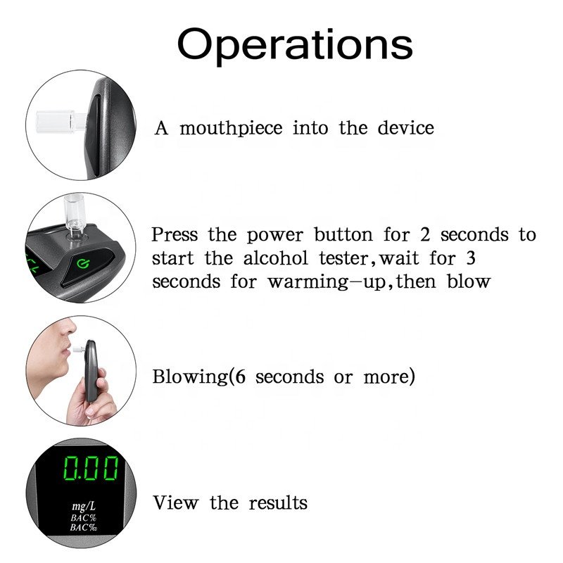 Portable High Accurate Fuel Cell Sensor Breath Alcohol Checker Breathalyzer For Car Driver Alcohol Tester
