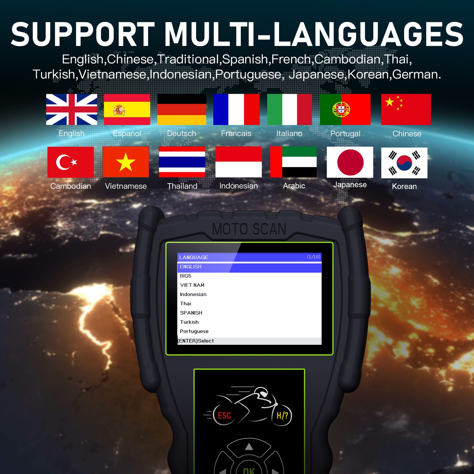 In stock M100 Pro Motorcycle Scanner D87D88 Function Diagnostic Tool OBD Version Battery Tester Motorcycle Diagnostics