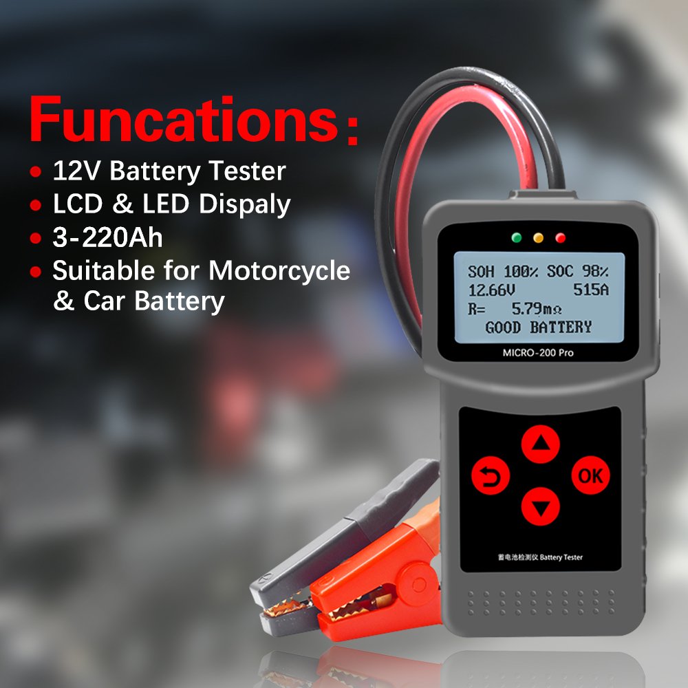 LANCOL MICRO-200pro obd auto diagnostic 12V 3-220Ah Car Battery Analyzer Tester with LCD indicate light