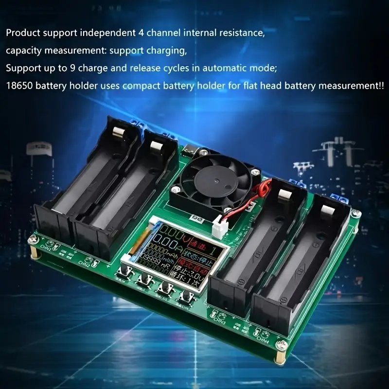 4-Slot 18650 Battery Tester Analyzer with LCD Display- Industrial Electrical Battery Testing Equipment
