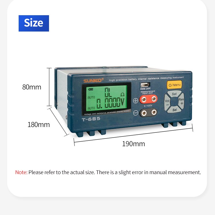 SUNKKOT-685 High precision resistance tester 18650 lithium battery voltage internal resistance tester detector