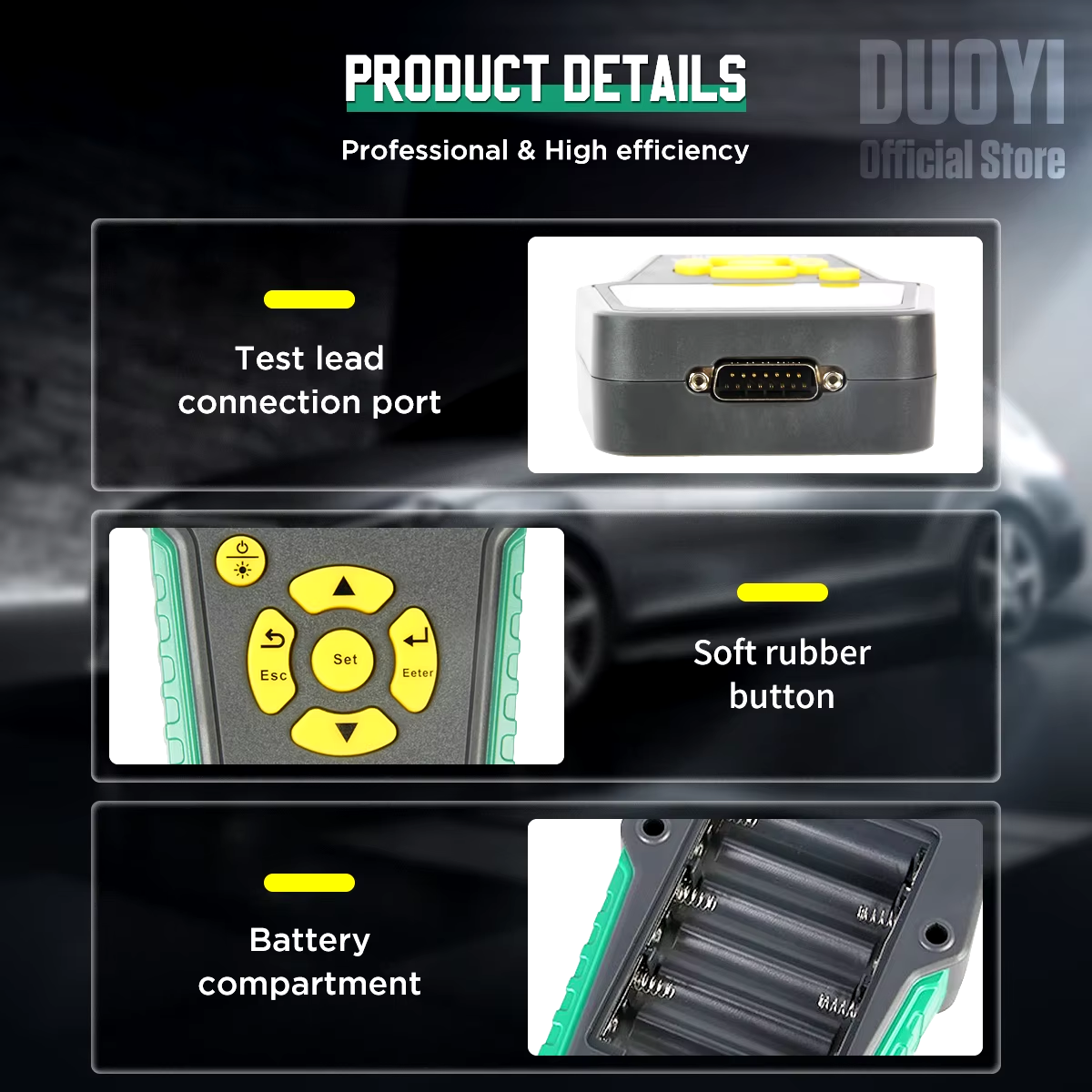 DUOYI DY223 Lithium Battery Internal Resistance Tester Voltage Automobile Diagnosis Instrument Digital Car Battery Analyzer