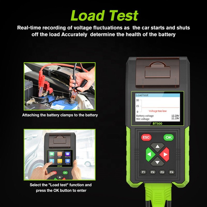 New TopDiag BT500 12V 24V Automotive Battery Tester 20-2000CCA Analyzer Vehicle Tool With Thermal Printer PK TOPDON BT600