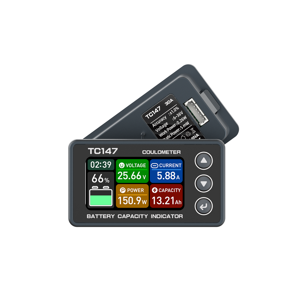 TC147A High Precision Smart Battery Monitor Charge Discharge Voltage Battery Capacity Indicator Meter Tester