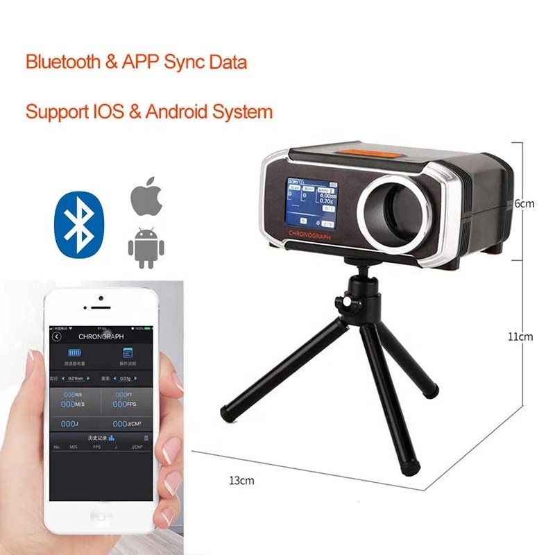 Shooting Speed Chronograph Tester LCD Screen Tachymeter Blue teeth Connection Safe Toy Gun Accessory with Tripod