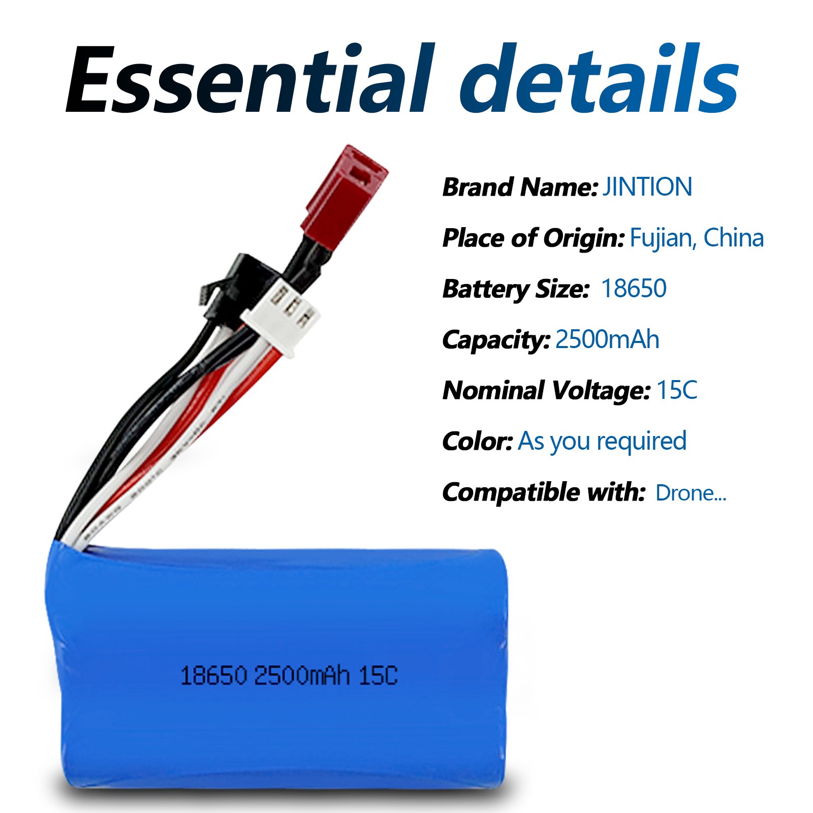 JINTION 18650 2500mAh 7.4V 15C 18650 battery cell for Drone Aeromodelling 35C High Magnification