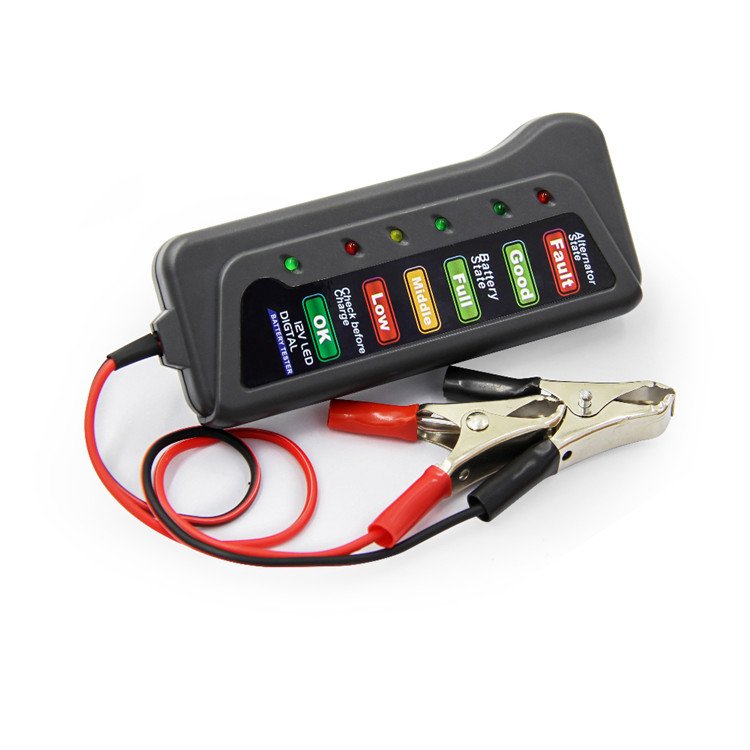 Portable 12V Auto Digital Battery Tester Alternator 6 LED Light for Cars and Motorcycle Battery Tester