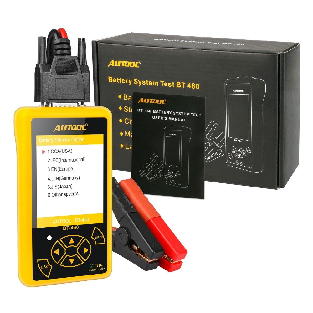 AUTOOL BT460 Car Battery Tester 12V 24V Heavy Duty Auto Battery Test Analyzer Multi-Languages Vehicle Cell Testing Repair Tools