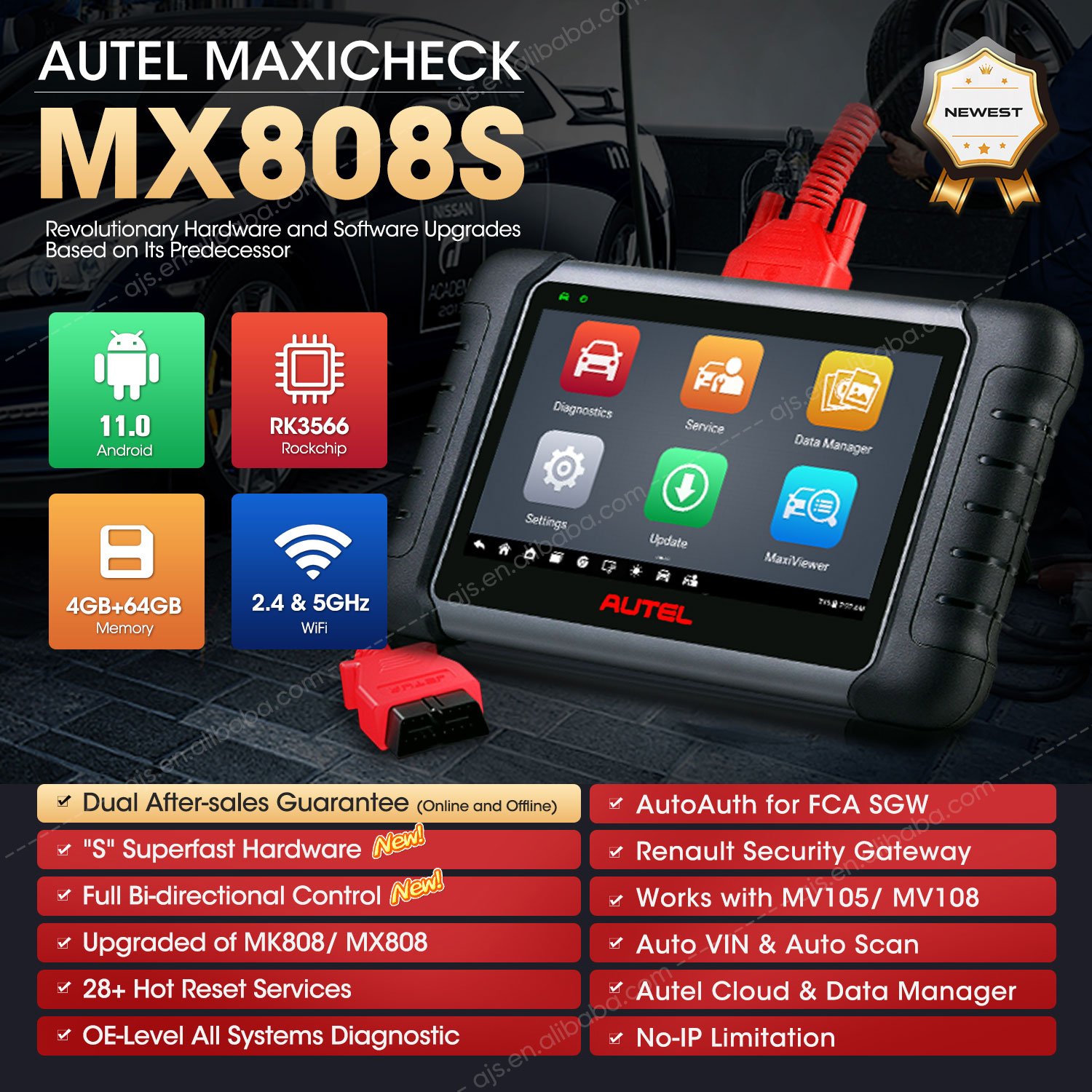Autel MaxiCheck MX808S MX808 Professional Vehicle TPMS Sensor Auto Battery Tester Car Universal OBD2 Scanner Diagnostic Tools