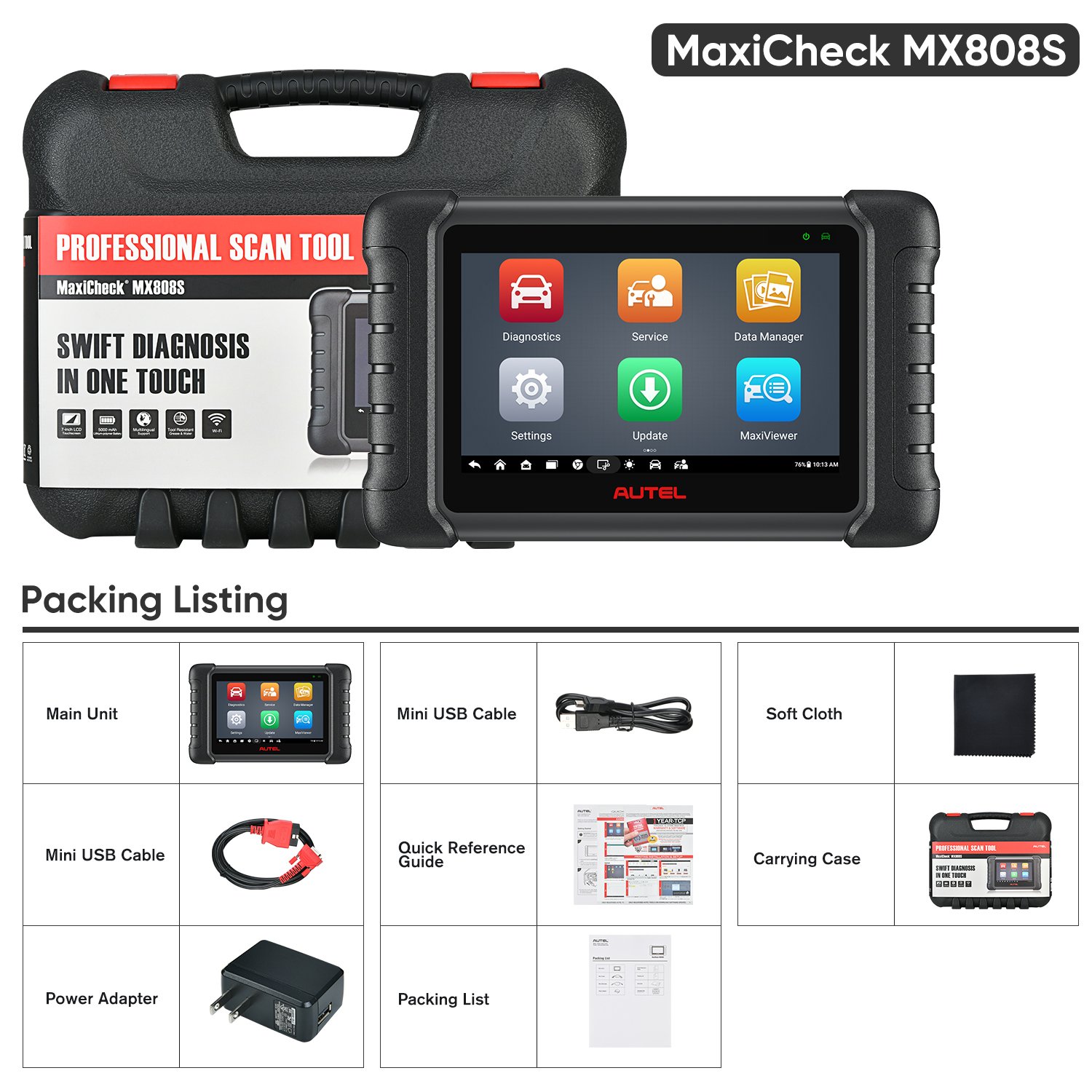 Autel MaxiCheck MX808S MX808 Professional Vehicle TPMS Sensor Auto Battery Tester Car Universal OBD2 Scanner Diagnostic Tools