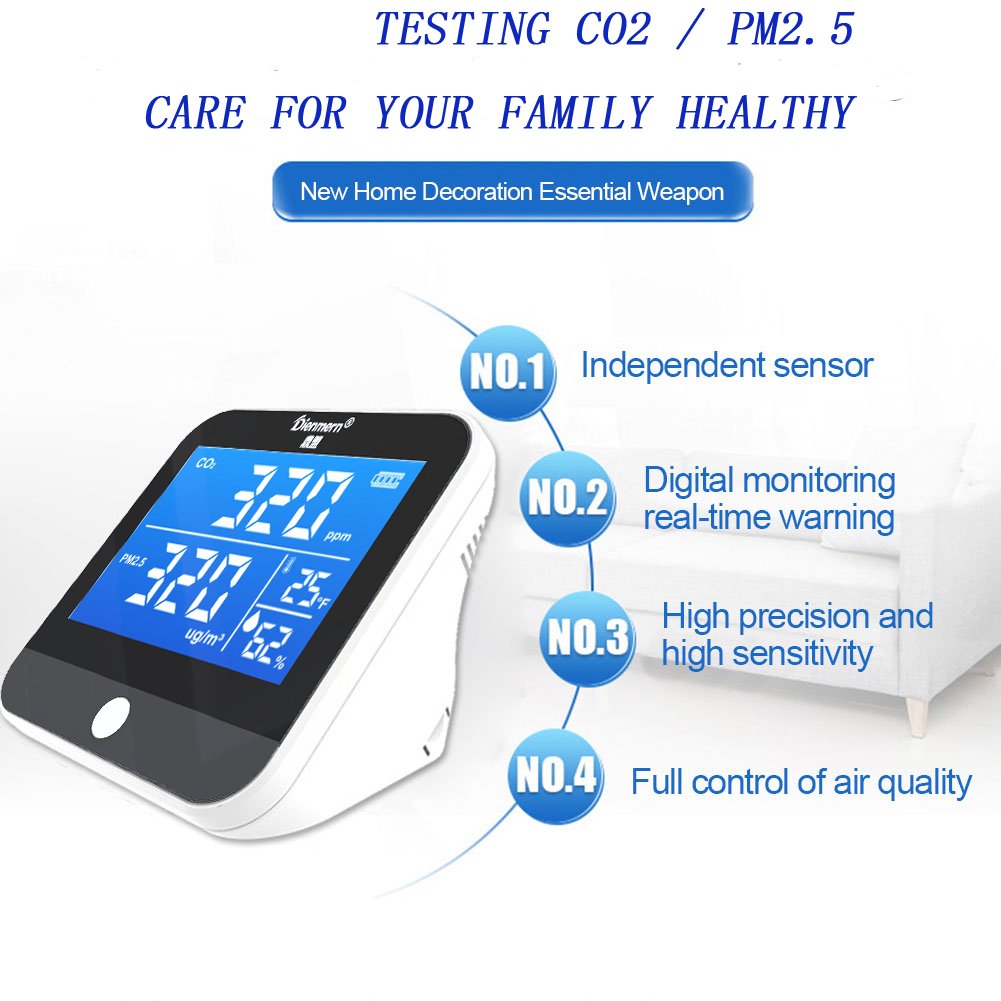 Hot sale Europe Japan indoor air quality monitor CO2 PM2.5 Air quality detector Sensor gas analyzers air tester radon monitor