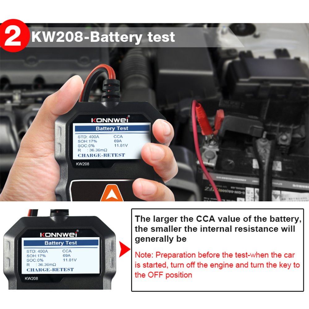 Podofo 12V Car Battery Tester Charging Test Multi-Languages Car Analyzer Diagnostic Tool
