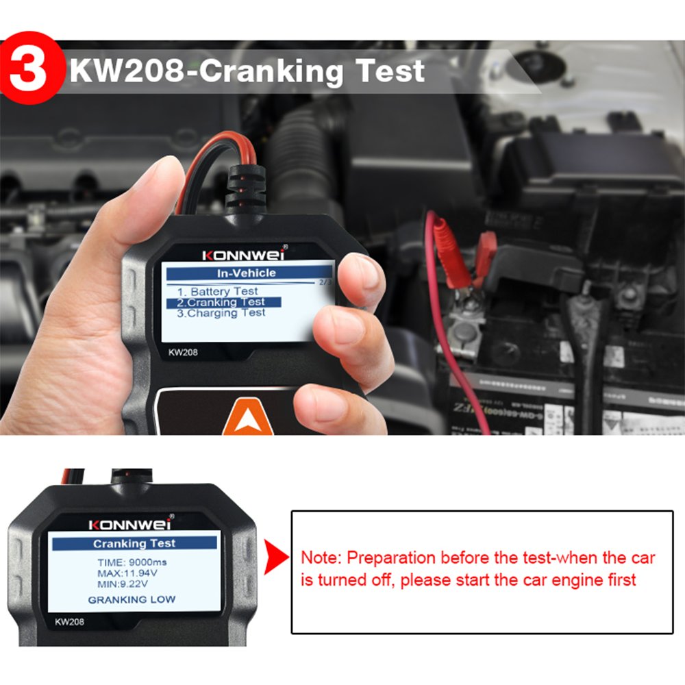 Podofo 12V Car Battery Tester Charging Test Multi-Languages Car Analyzer Diagnostic Tool
