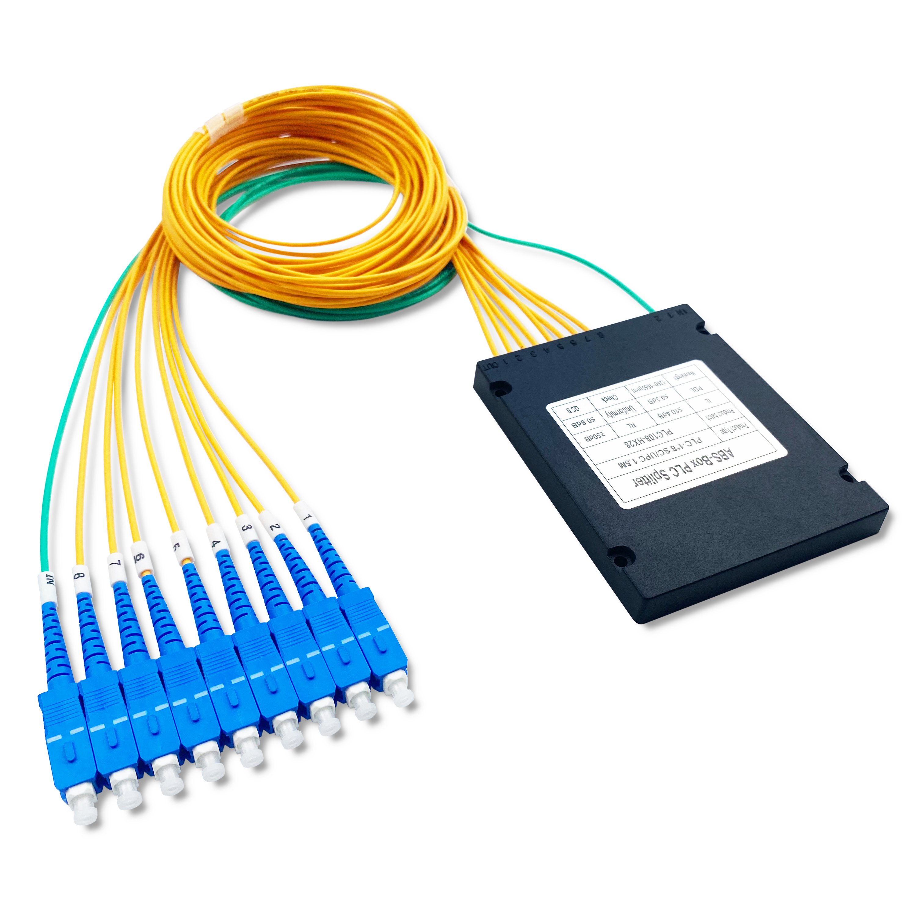 Factory price Quality Assurance FTTH Network G657A1 LC/APC Connector 1 x 8 1x8 Mini Type PLC Splitter 1:8 plc lc/apc