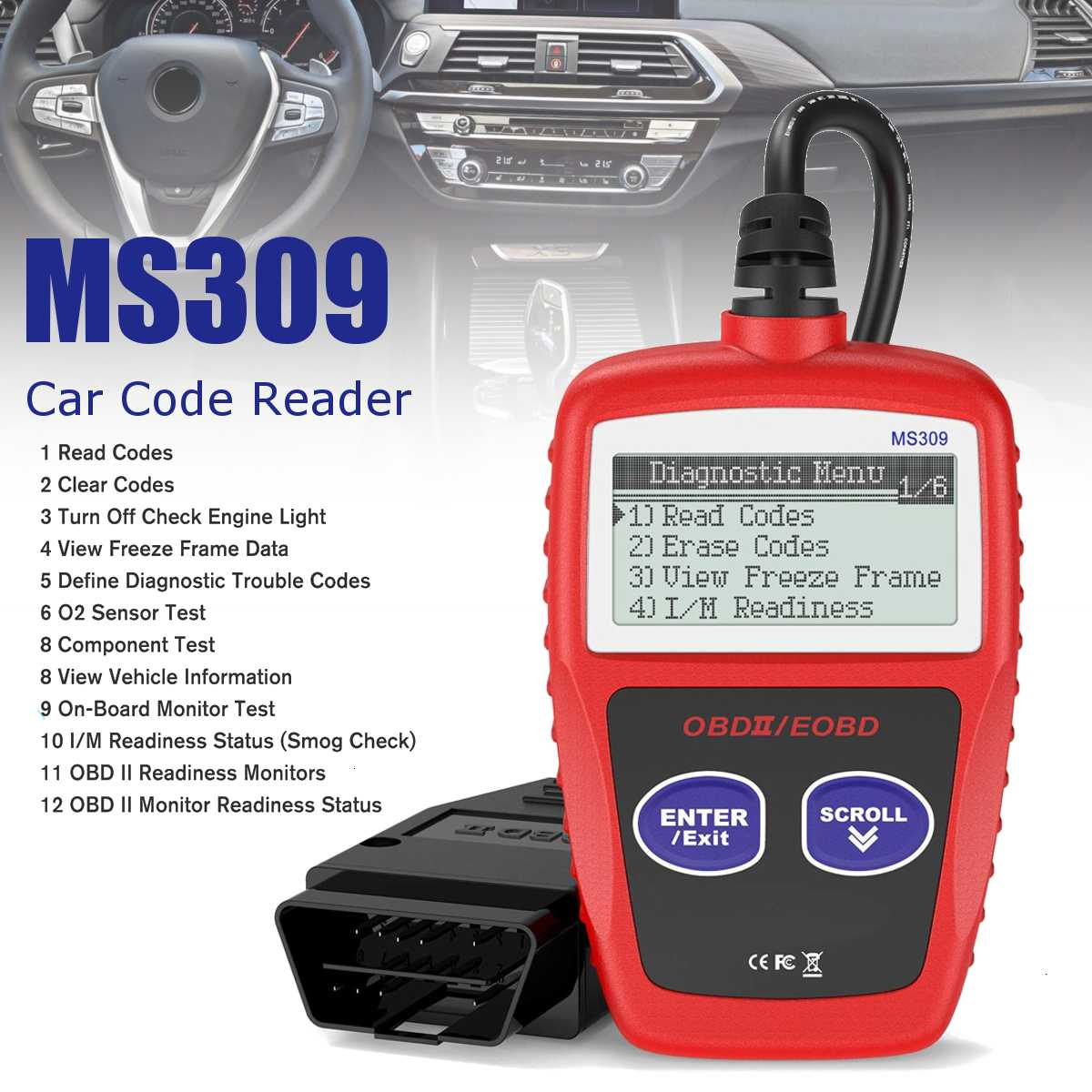 MS309 OBD2 Obdii Scanner Multi-languages Automotive Scanner Diagnostic Tool OBD 2 EOBD 309 Auto Diagnostic Scan Tool MS309