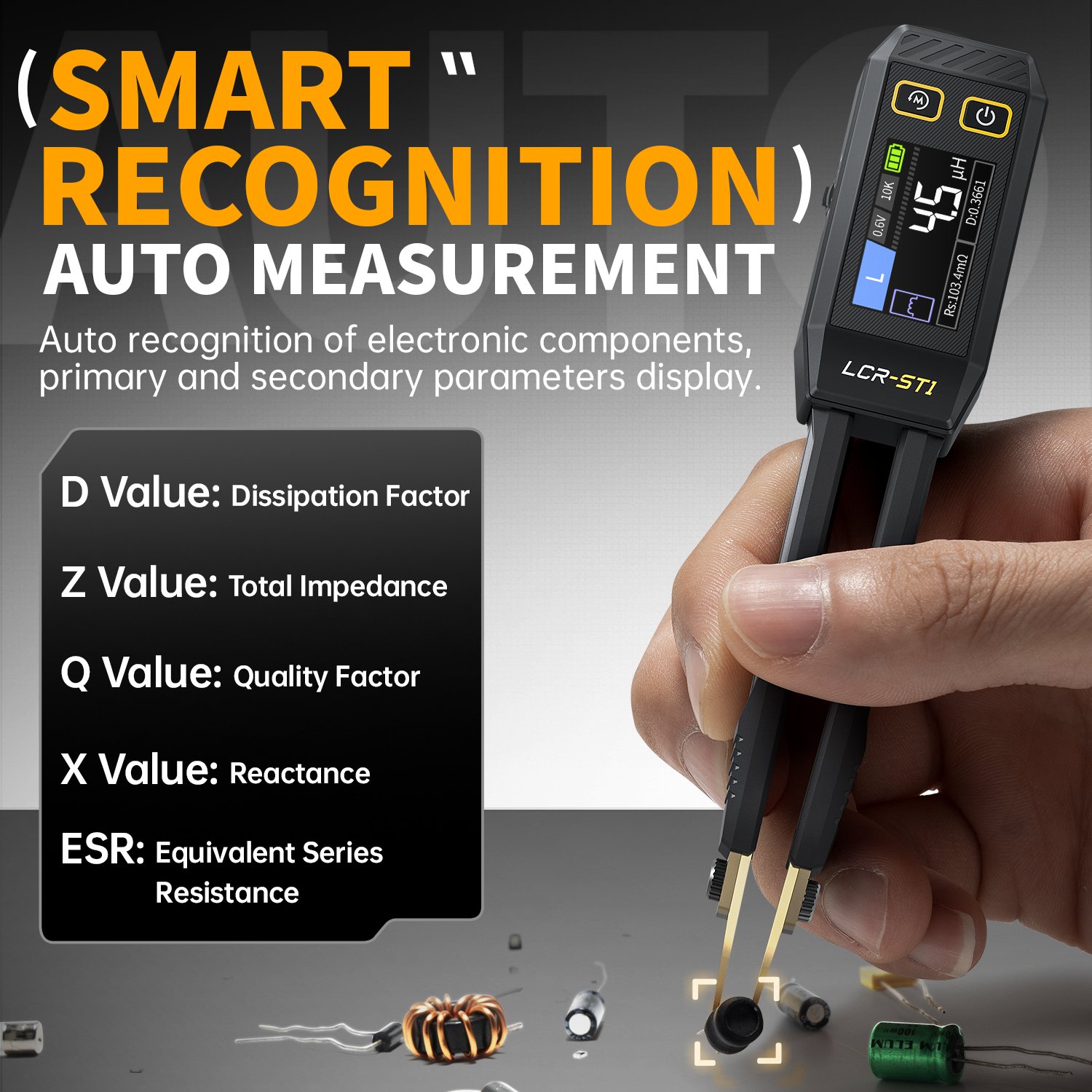 FNIRSI latest product LCR-ST1 resistance capacitance inductance clamp tester Tweezers bridge tester