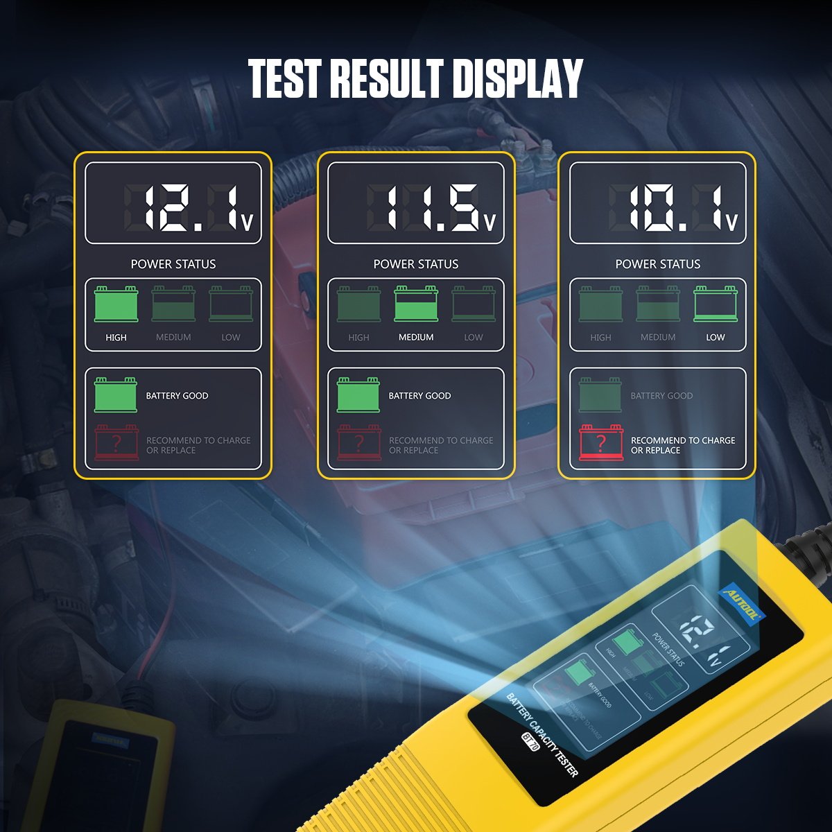 AUTOOL Official Factory BT70 Car Battery Power Tester Monitor Meter Diagnostic Sensor Tester Scanner Analyzer VoltageDetector