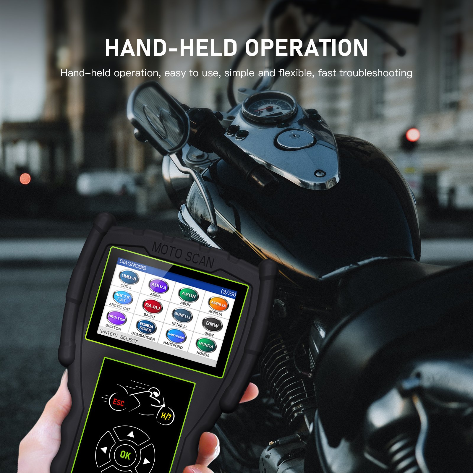 Full Version M100 Pro Moto Scanner Battery Tester 2in1 With Multi-languages Motorcycles D87 D88 Function Scanner