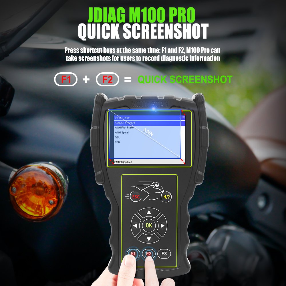 Full Version M100 Pro Moto Scanner Battery Tester 2in1 With Multi-languages Motorcycles D87 D88 Function Scanner