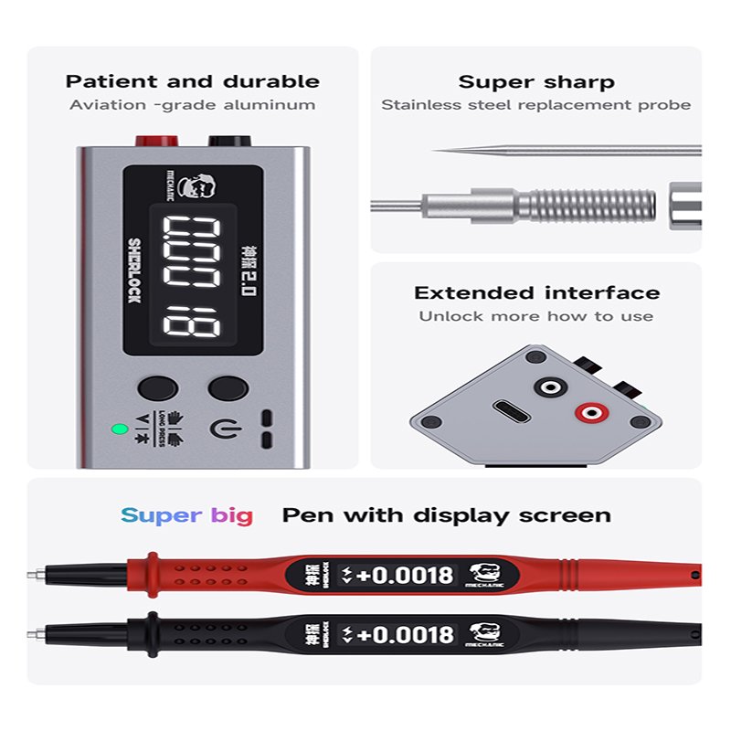 Multimeter Visual Pen MECHANIC SHERLOCK V2.0 Detective Auto Digital Smart Multimeter Test with LCD Internal Screen Display Tool